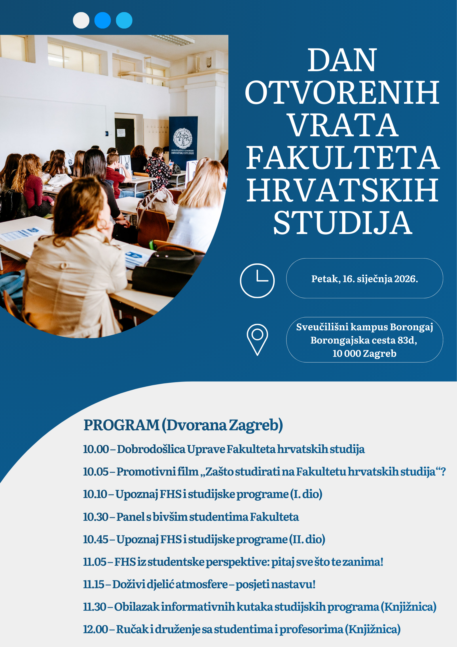 Organizacija Dana otvorenih vrata Fakulteta hrvatskih studija