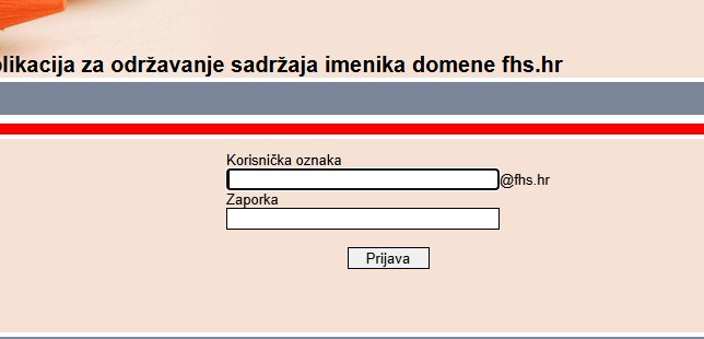 Zaslon za prijavu u AAI imenik Fakulteta hrvatskih studija