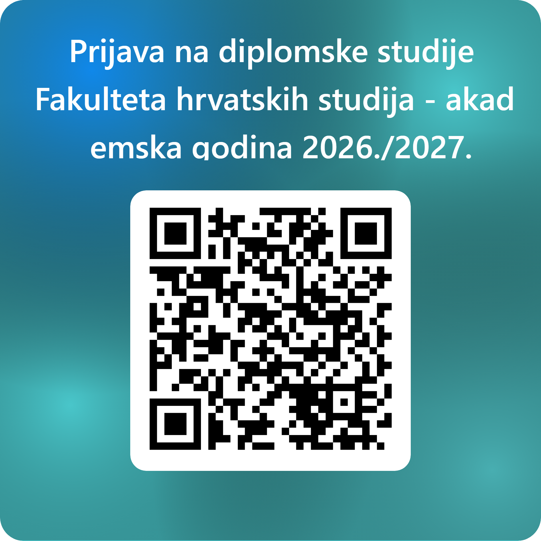QR kod za prijavu na diplomske studije Fakulteta hrvatskih studija